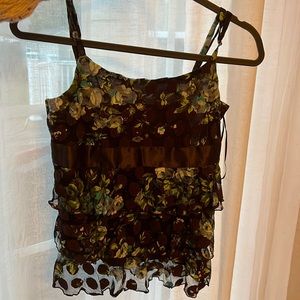 Vintage brown tiered blouse